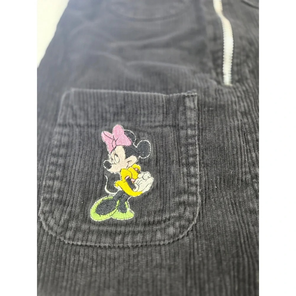 Disney Minnie Mouse Black‎ Corduroy Jumper Dress Girls Size 4 Vintage  Zip
